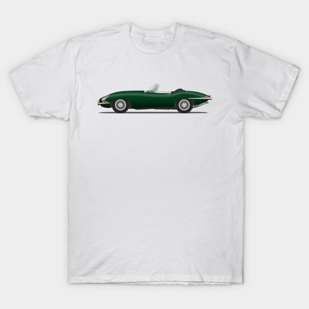 Jaguar E Type Roadster British Racing Green T-Shirt by SteveHClark